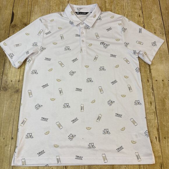 Travis Mathew Polo Shirt Large Truly Hard Seltzer All Over Pattern - Picture 3 of 14